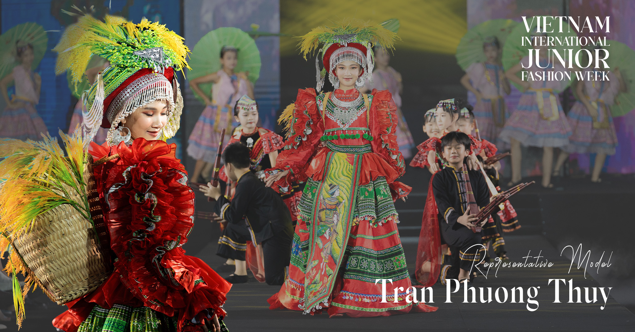 Tran Phuong Thuy shines as the representative image at the opening night of Vietnam International Junior Fashion Week 2023.